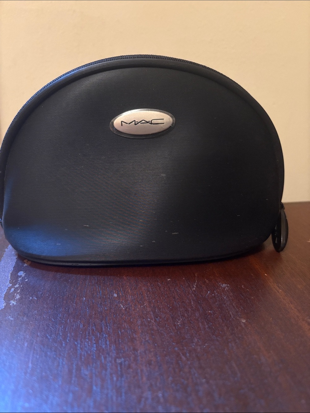 MAC Cosmetics Black Dome Cosmetic Pouch with Silver Logo
